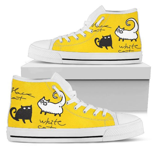 Women's Awesome Yellow Cat High Tops!