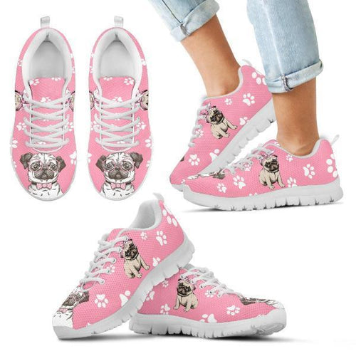 Kid's Pink Pug Dog Sneakers!