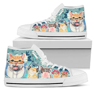 AWESOME Light Blue Cats Women's High Tops!