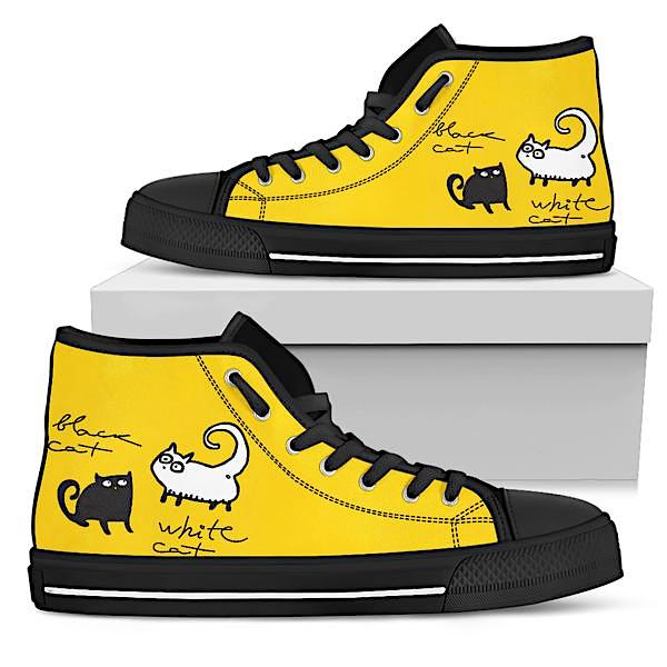 Women's Cute Yellow Cat High Tops!