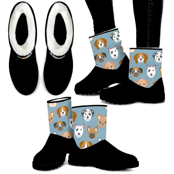 Women's Cozy Dog Print Faux Fur Boots!