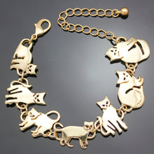 Gorgeous 7 Kitty Cats Linked Silver Or Gold Bracelet! -->> NOW 70% OFF!