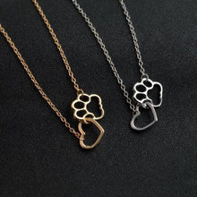 Sweet Paw & Heart Linked Pendant Necklace!  (Silver & Gold!) NOW -->> 70% OFF!