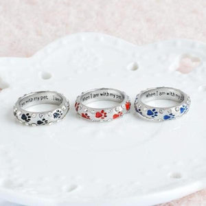 Paw Print "When I Am With My Pet, I Am Complete" Ring!   3 Colors   NOW -->> 70% OFF!