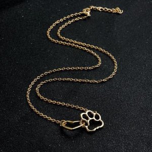 Sweet Paw & Heart Linked Pendant Necklace!  (Silver & Gold!) NOW -->> 70% OFF!