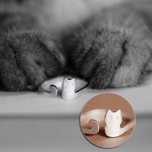 Women's Adorable Silver Adjustable Cat Ring! -->> NOW 70% OFF!