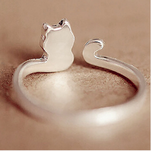 Women's Adorable Silver Adjustable Cat Ring! -->> NOW 70% OFF!