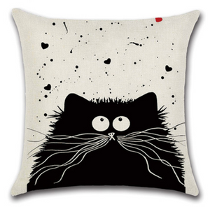 Black & White Cat Print Cushions Pillow Cases!