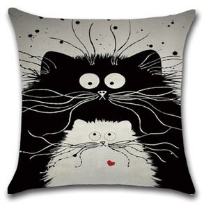 Black & White Cat Print Cushions Pillow Cases!