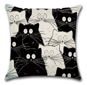 Black & White Cat Print Cushions Pillow Cases!