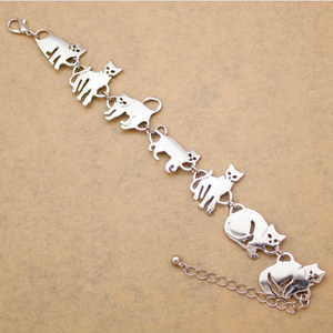 Gorgeous 7 Kitty Cats Linked Silver Or Gold Bracelet! -->> NOW 70% OFF!