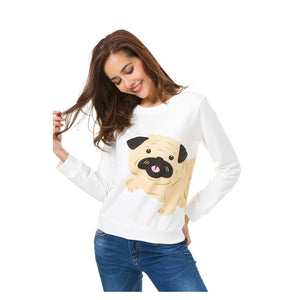 Adorable Pug Print Sweatshirt! S-XXL