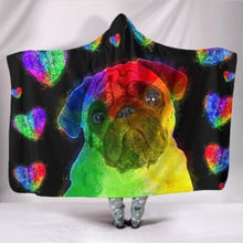 A Beautiful Pug Love Hooded Blanket!