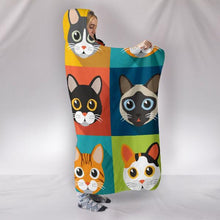 Bright Colorful Cats Print Hooded Blanket!