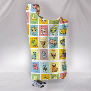 Colorful Cat Comic Hooded Blanket!