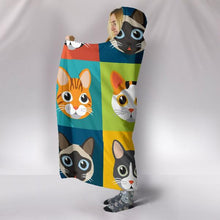 Bright Colorful Cats Print Hooded Blanket!