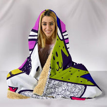 Fun Brightly Colored Cats Print Hoodie Blanket!