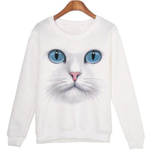 *Hot Item!  Women's Adorable White Cat Print On A White Sweatshirt!