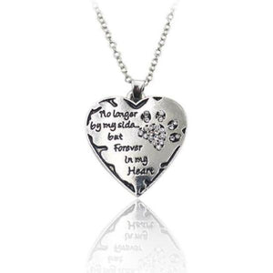 Keepsake Paw-Print-On-The-Heart Rhinestone Pendant Necklace! NOW -->> 70% OFF!