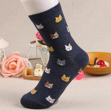 Cat Patterned Socks!   -- >> Available in Light Blue, Purple, Beige Red and Navy!