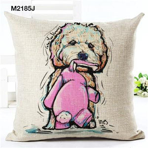 Unique & Colorful Dog Portrait Cushions Covers!  16 Breeds Available!