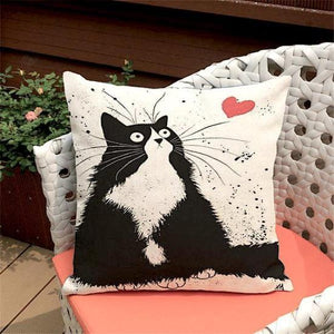 Black & White Cat Print Cushions Pillow Cases!