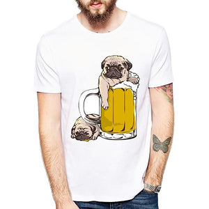 Cool Men's Pug In A Beer Mug Print T-shirt!