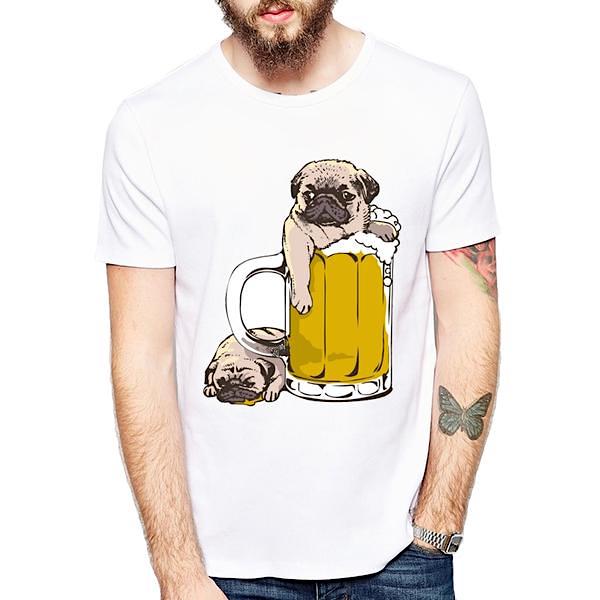 Cool Men's Pug In A Beer Mug Print T-shirt!