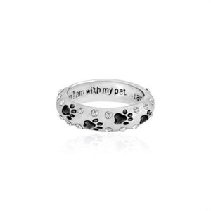 Paw Print "When I Am With My Pet, I Am Complete" Ring!   3 Colors   NOW -->> 70% OFF!