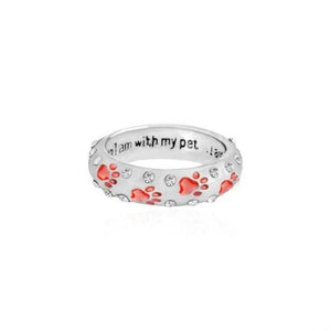 Paw Print "When I Am With My Pet, I Am Complete" Ring!   3 Colors   NOW -->> 70% OFF!