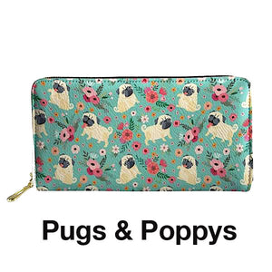 Adorable Pug Printed Coin Purse, Clutch, & Make Up Bags!