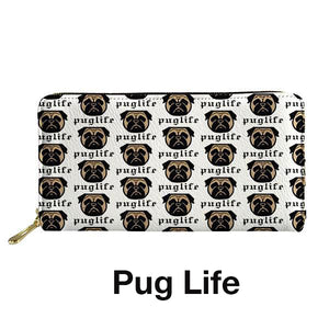 Adorable Pug Printed Coin Purse, Clutch, & Make Up Bags!