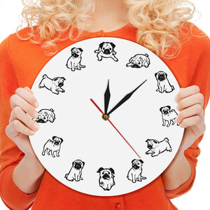 Adorable Pug Art Print Modern Wall Clock!