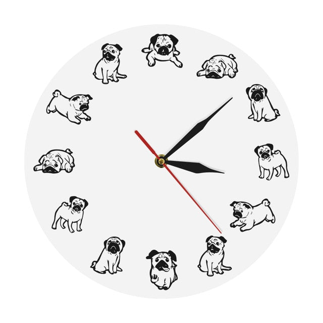 Adorable Pug Art Print Modern Wall Clock!