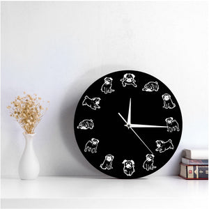 Adorable Pug Art Print Modern Wall Clock!