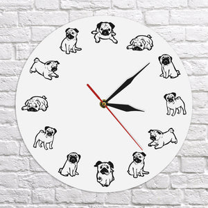 Adorable Pug Art Print Modern Wall Clock!