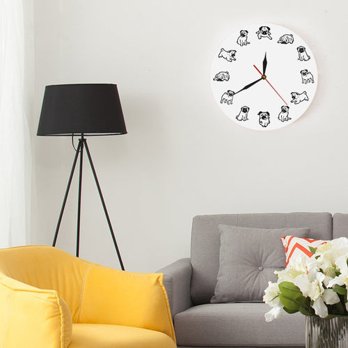 Adorable Pug Art Print Modern Wall Clock!