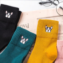 Cute Women's Boston Terrier Embroidered Socks!