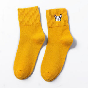 Cute Women's Boston Terrier Embroidered Socks!